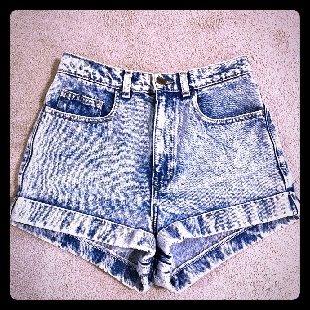 American apparel high waisted acid wash shorts